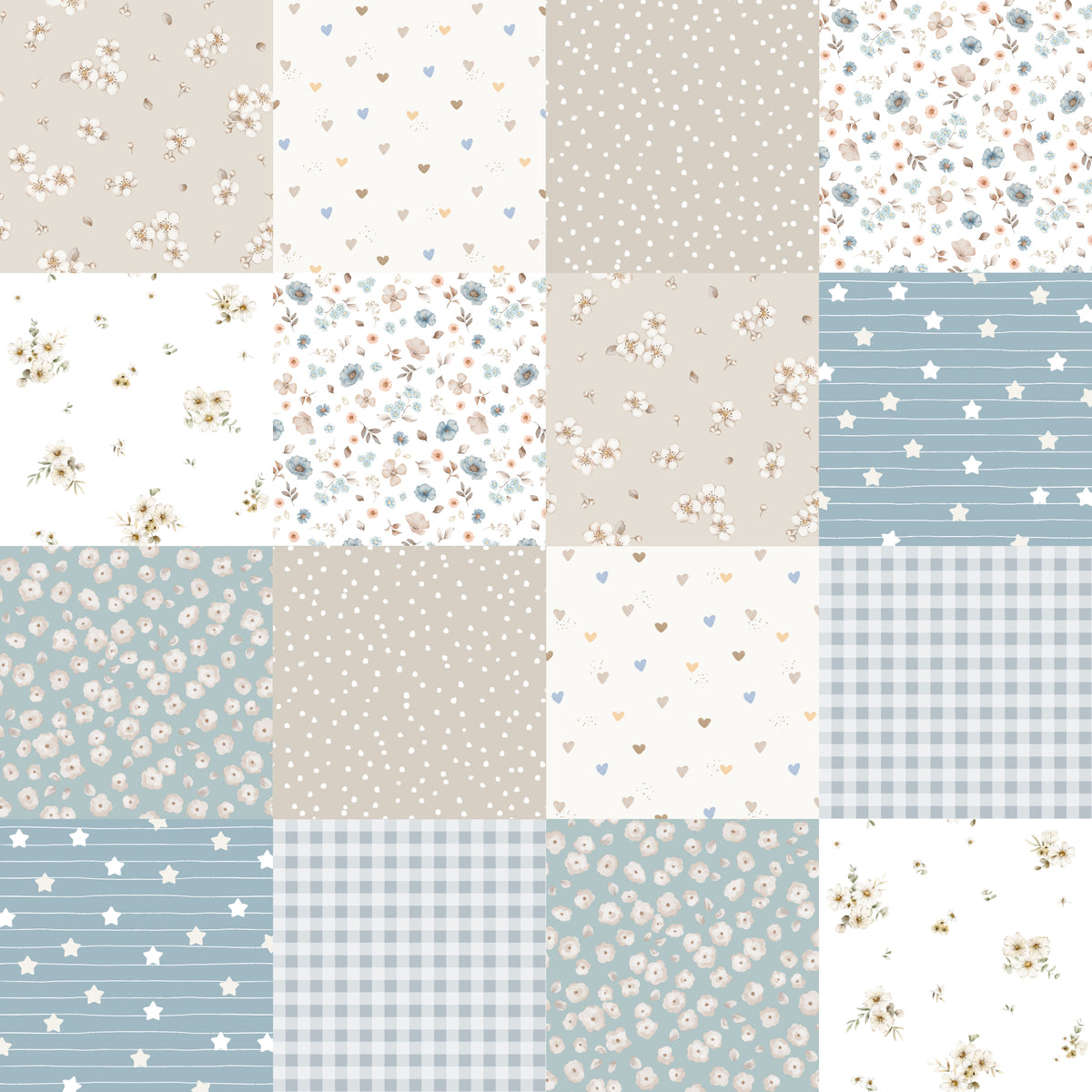 Patchwork Floral Aven – 5cm Squares - Family Fabrics B.V.