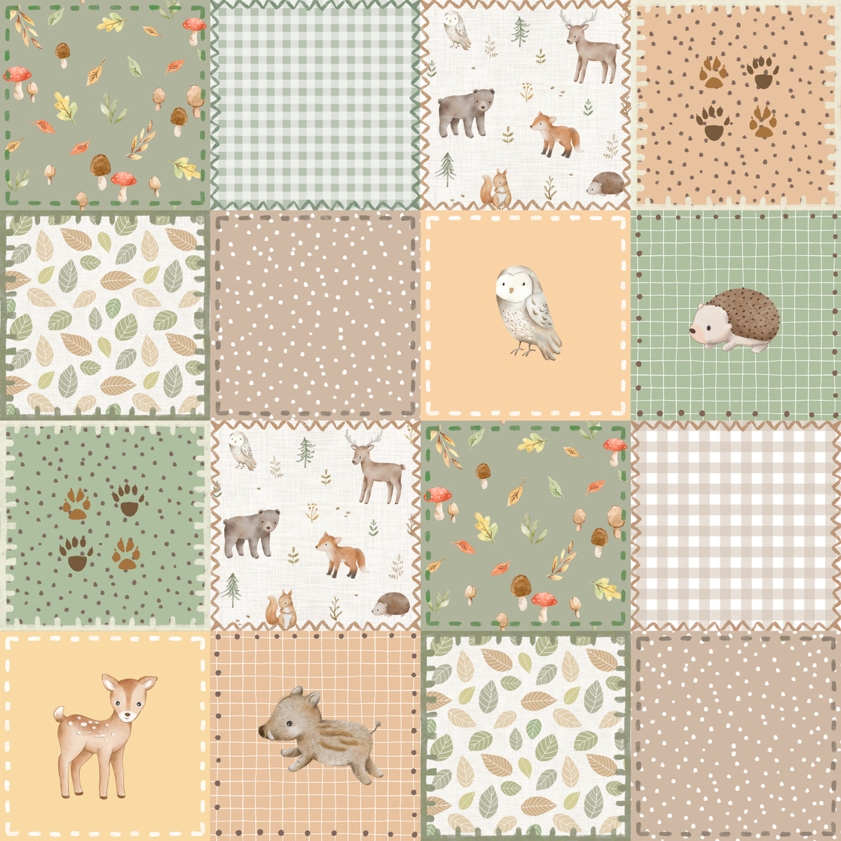 Patchwork Forest – 5cm Squares - Family Fabrics B.V.