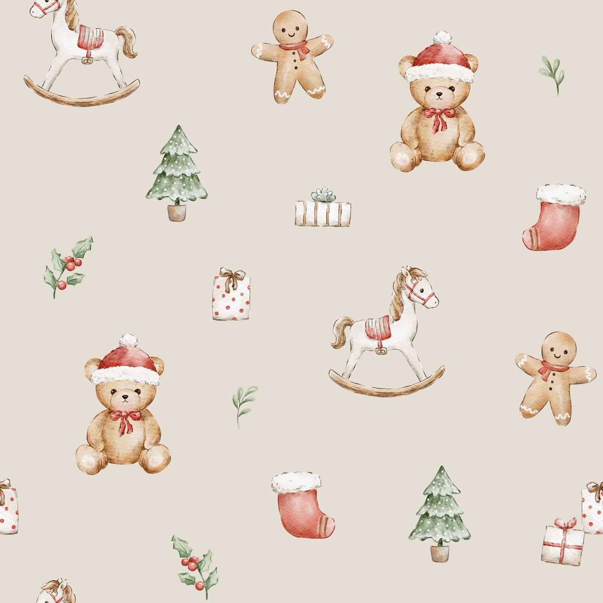 William Teddy Xmas Holiday – Ecru - Family Fabrics B.V.