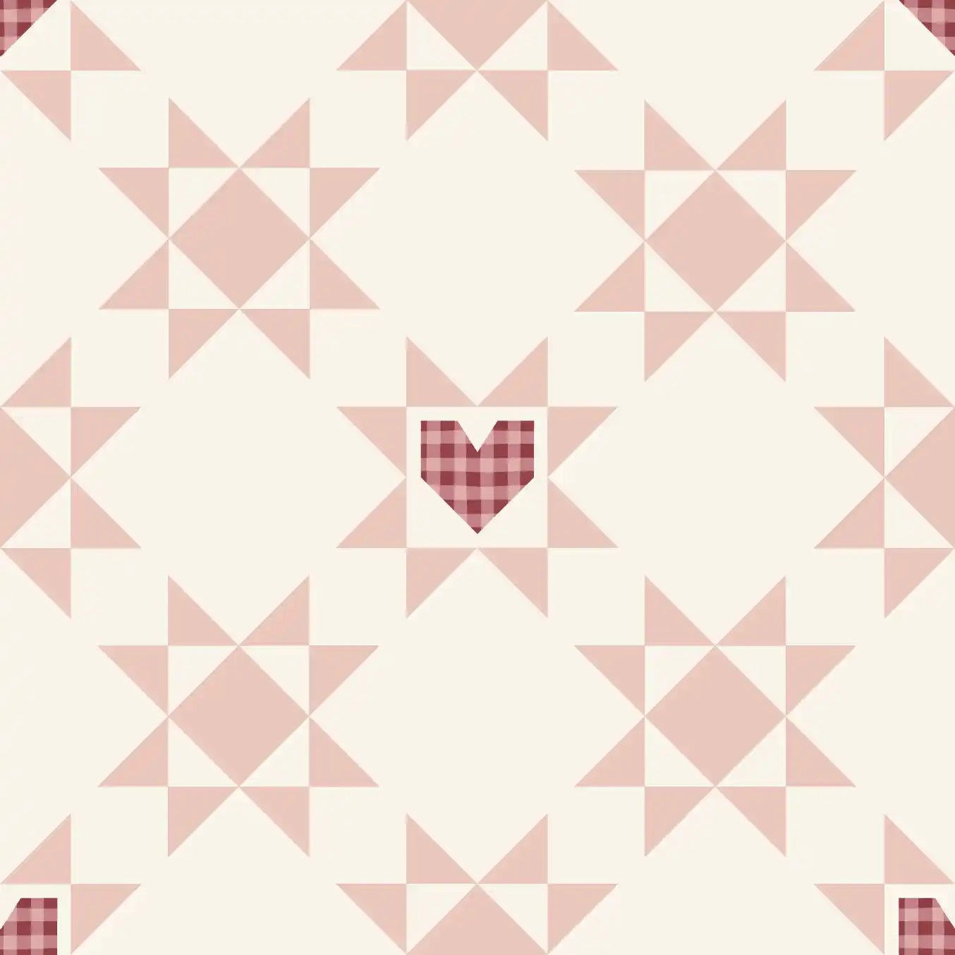 Quilted Star and Valentine Hearts Blanket Pink