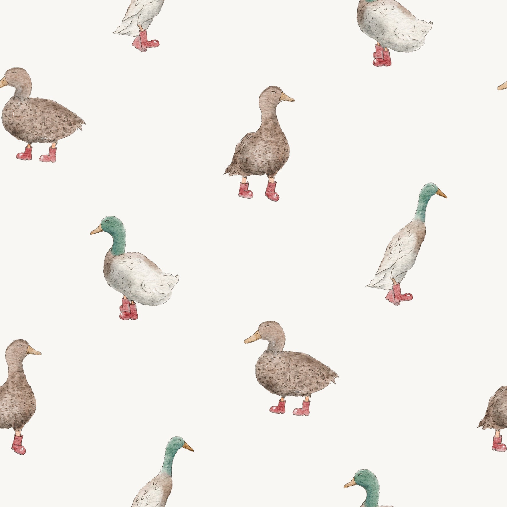 Ducks With Boots Red