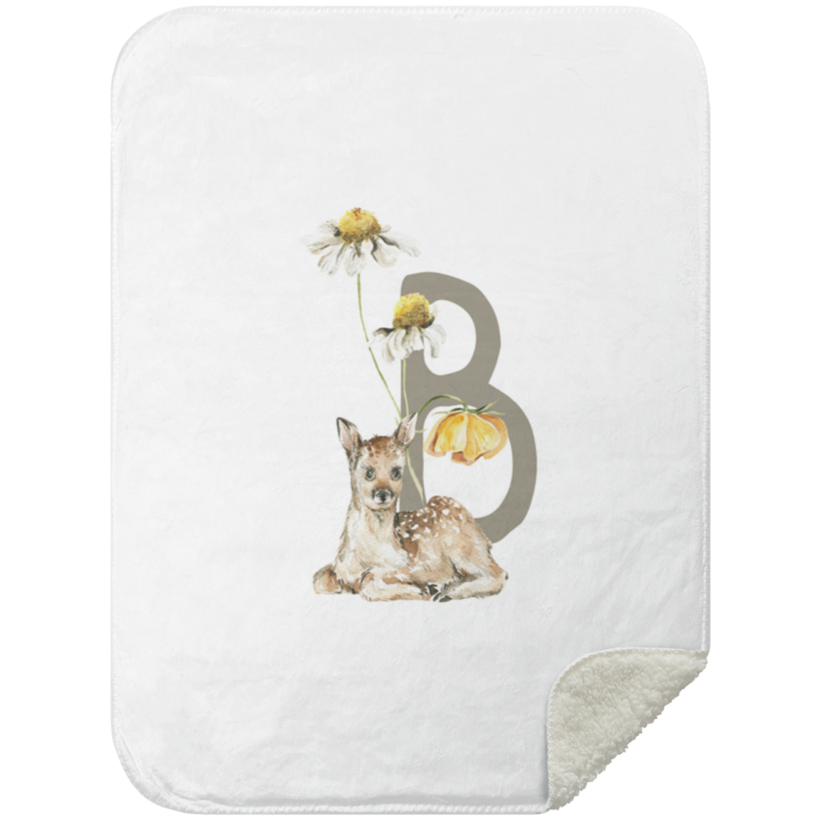 Personalized Soft Sherpa Blanket with Letter "B"