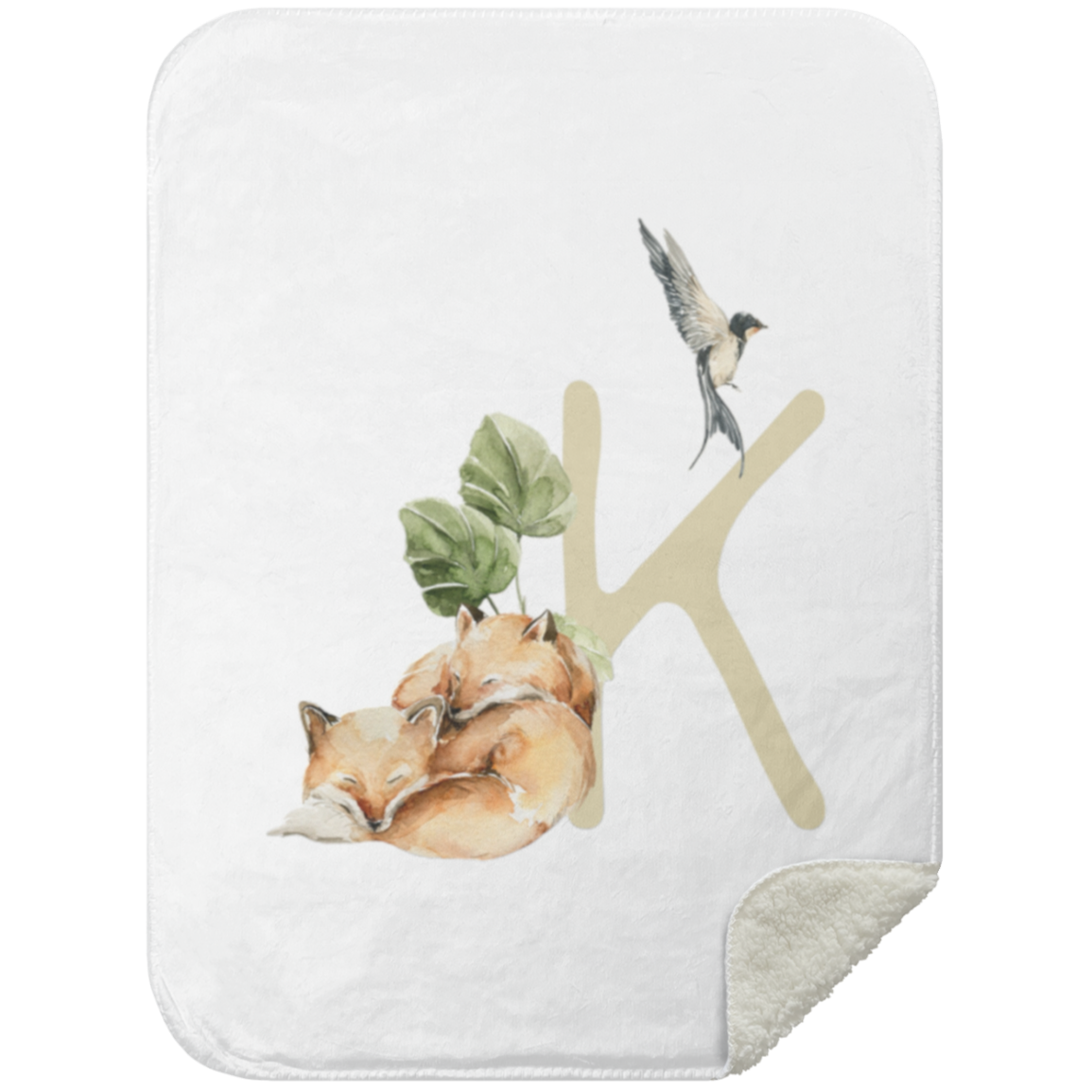 Personalized Soft Sherpa Blanket with Letter "K"