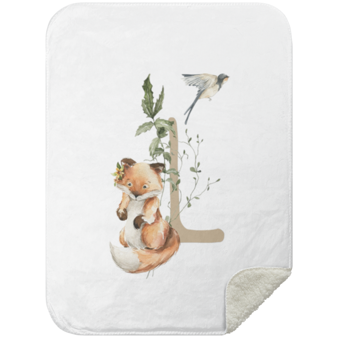 Personalized Soft Sherpa Blanket with Letter "L"