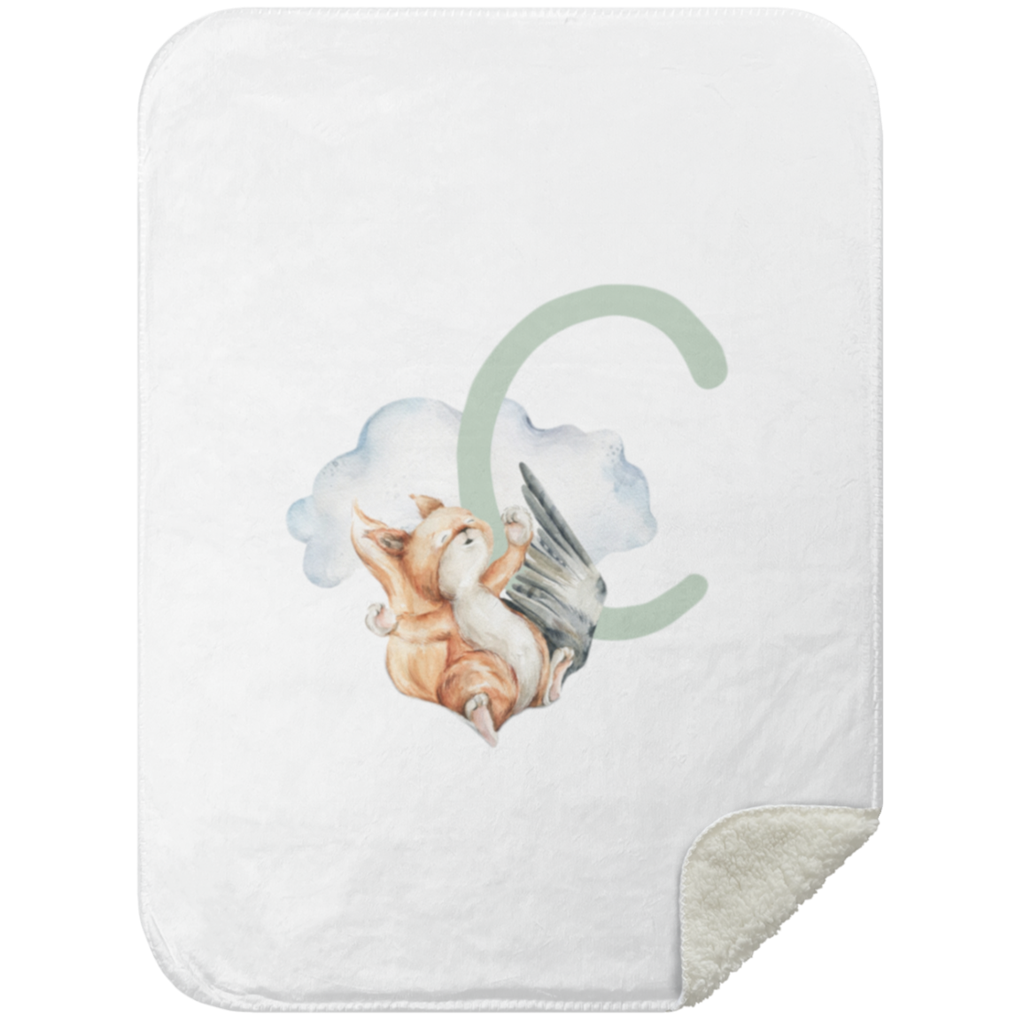 Personalized Soft Sherpa Blanket with Letter "C"