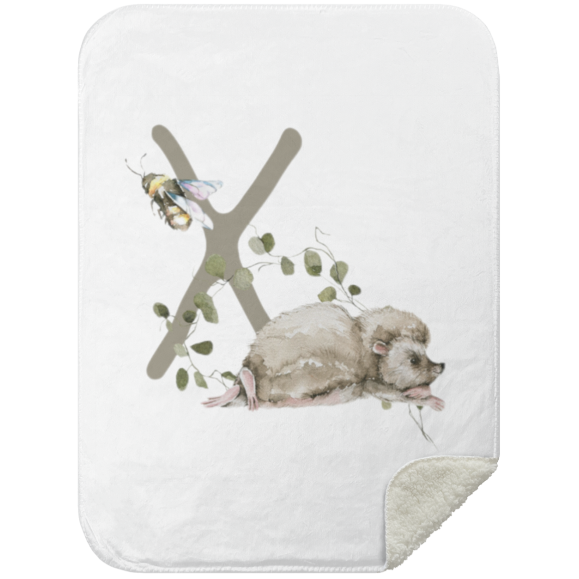 Personalized Soft Sherpa Blanket with Letter "X"