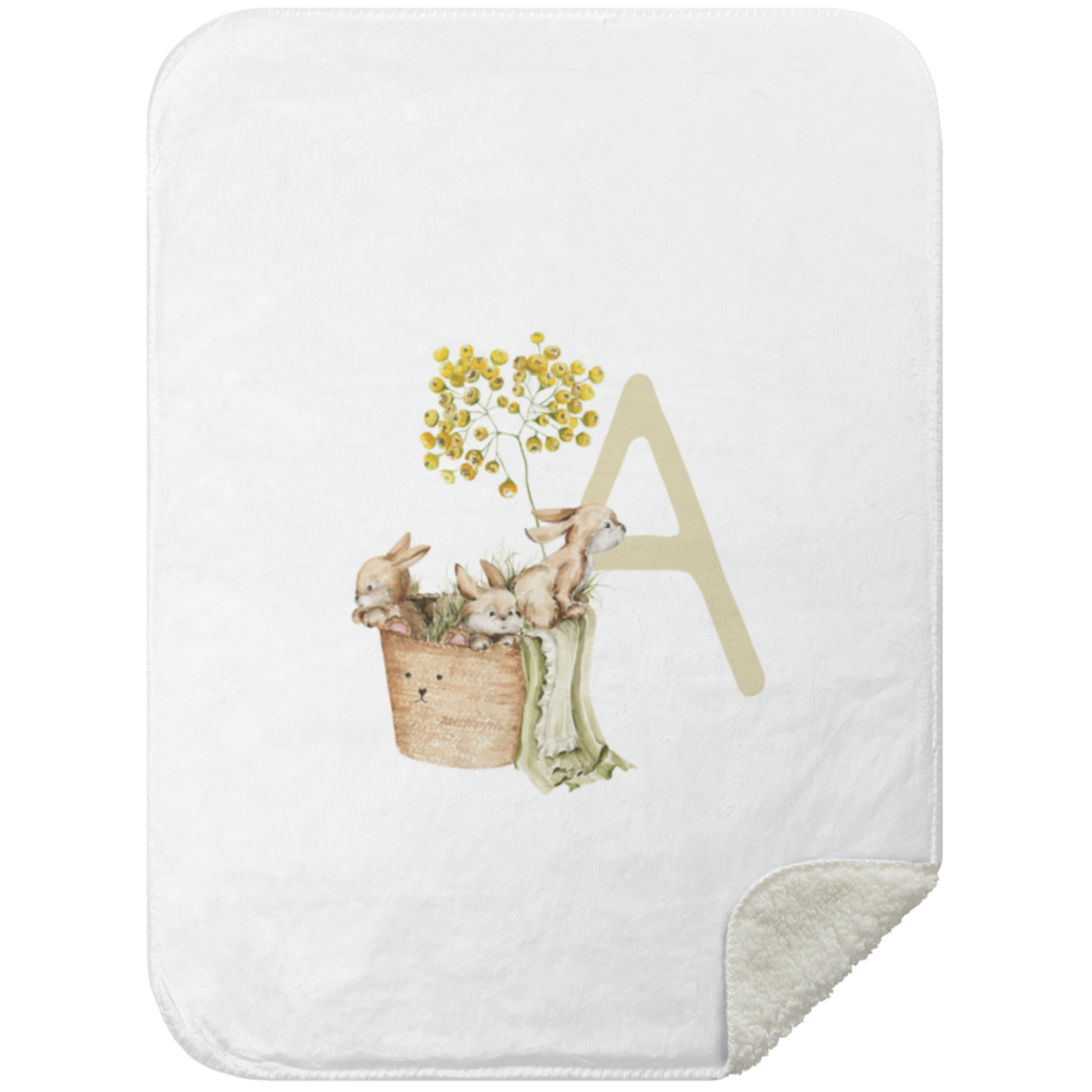 Personalized Soft Sherpa Blanket with Letter "A"