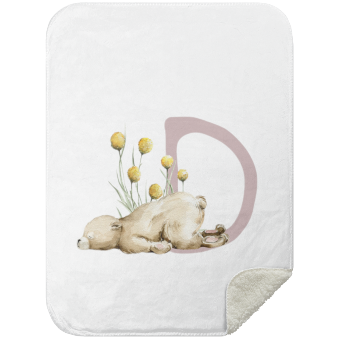 Personalized Soft Sherpa Blanket with Letter "D"