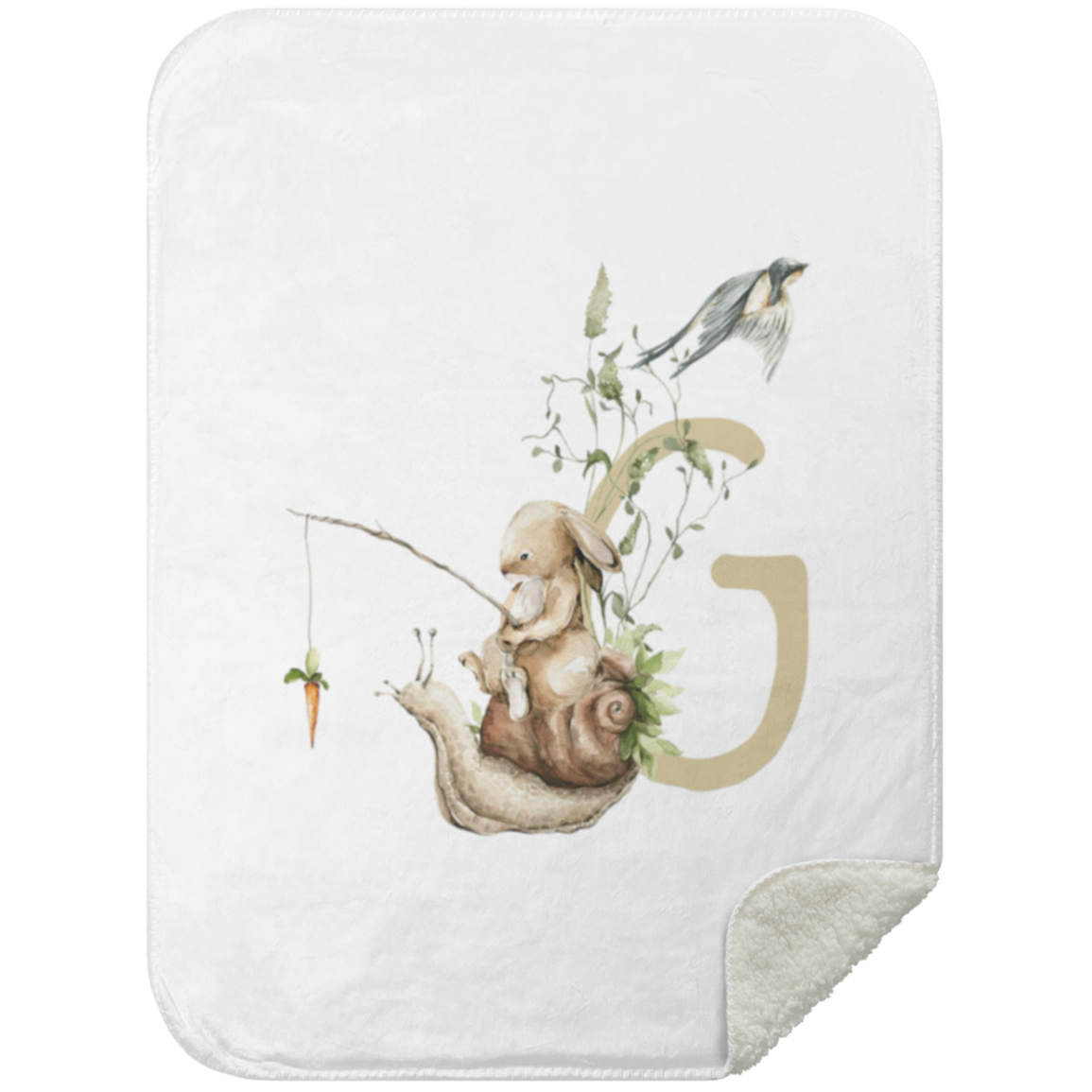 Personalized Soft Sherpa Blanket with Letter "G"