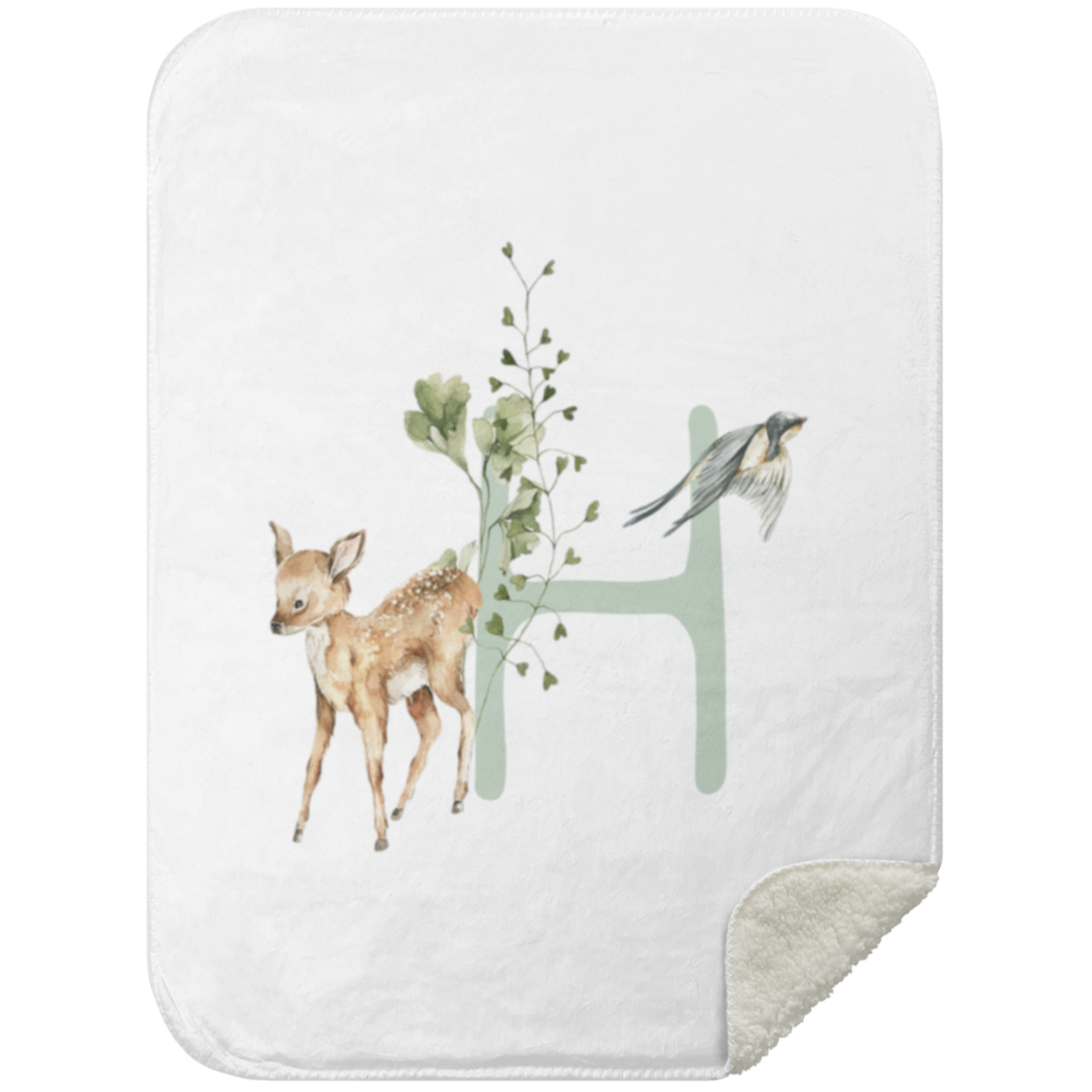 Personalized Soft Sherpa Blanket with Letter "H"