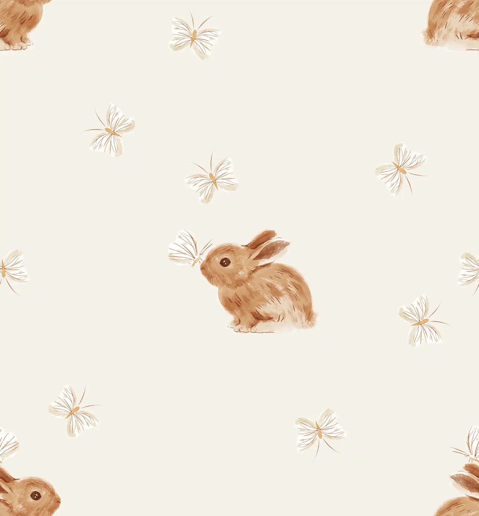 Baby Rabbit & Butterfly Offwhite Clear Small - Family Fabrics B.V.