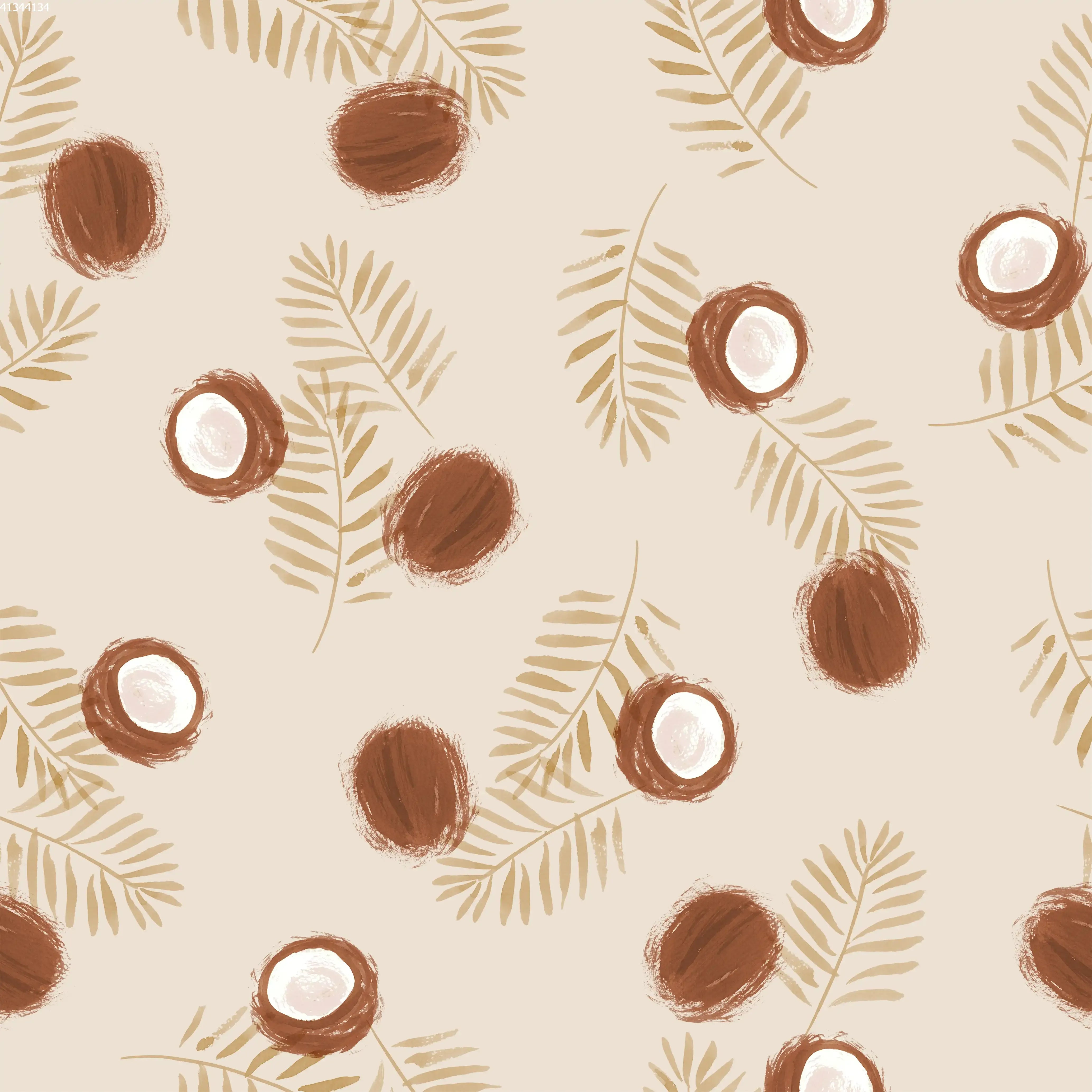 Coconut Beige Leaves - Family Fabrics B.V.
