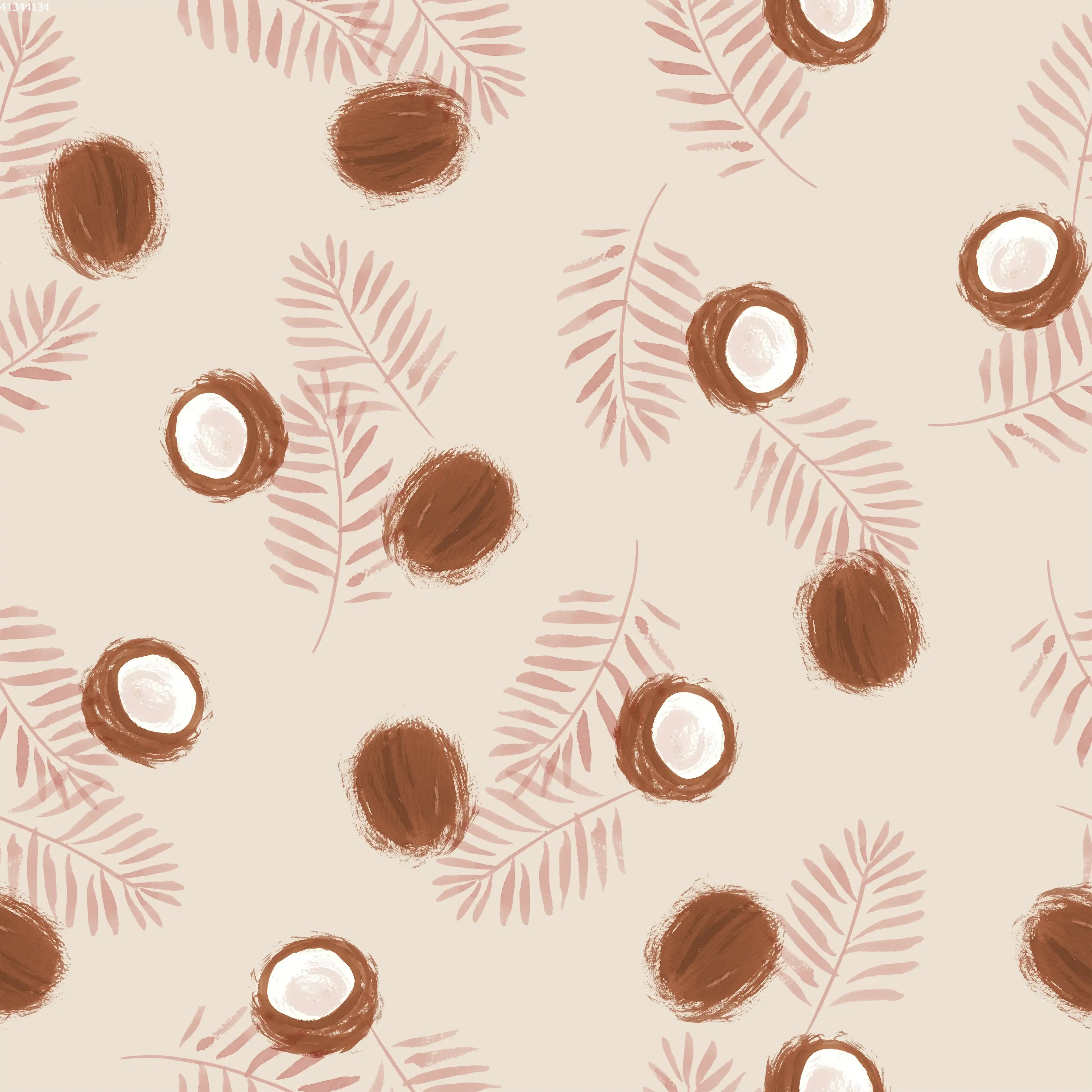 Coconut Pink Leaves - Family Fabrics B.V.