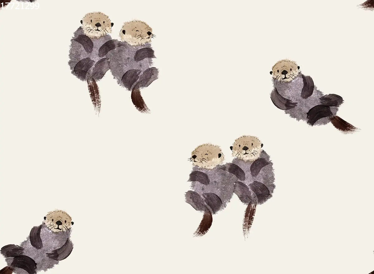 Soft cotton jersey fabric featuring playful otter and friends print from Family Fabrics B.V.