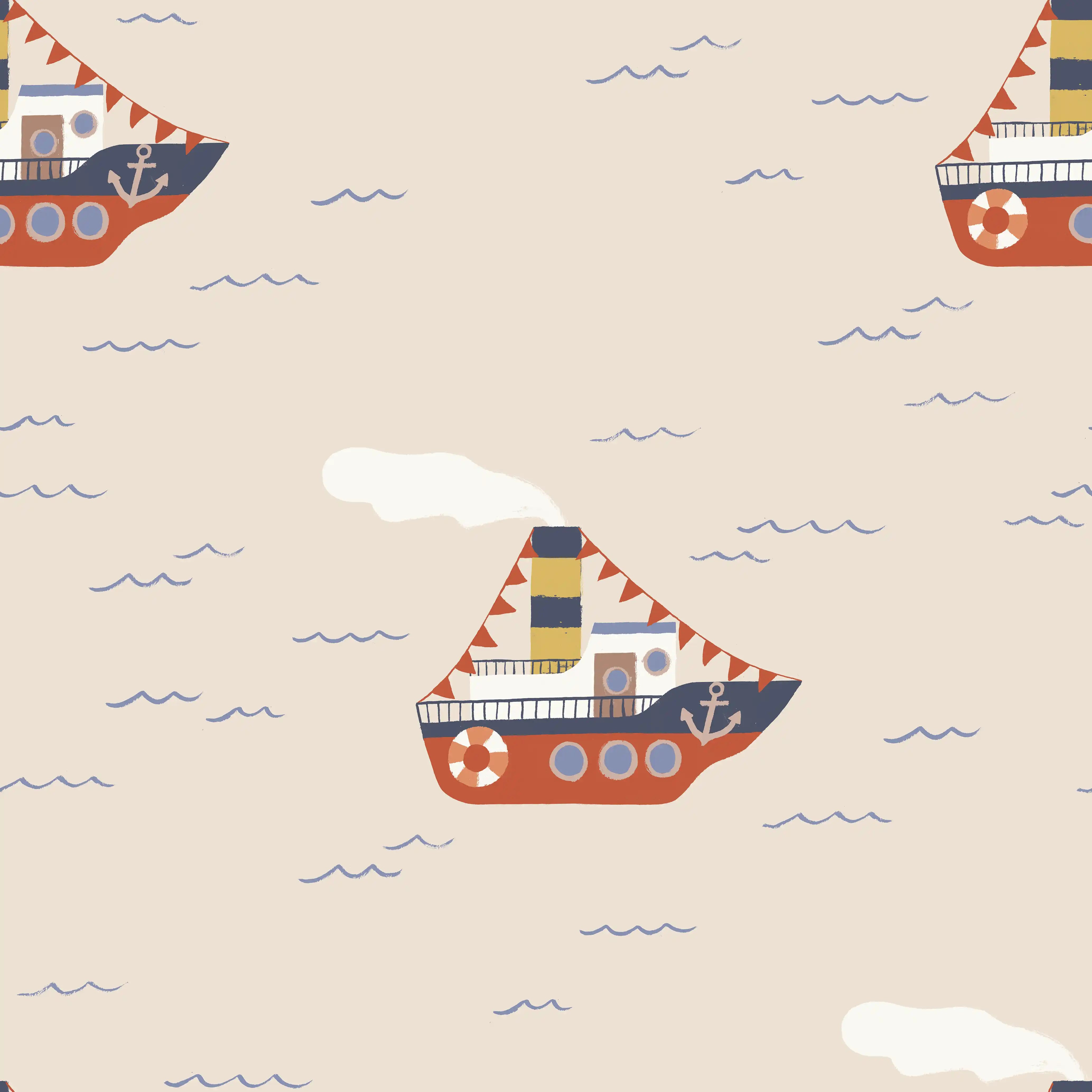 Steamer Boat Taupe Big - Family Fabrics B.V.