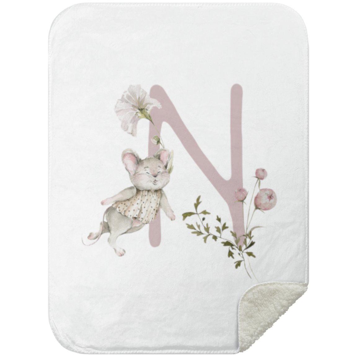 Personalized Soft Sherpa Blanket with Letter "N" - Family Fabrics B.V.