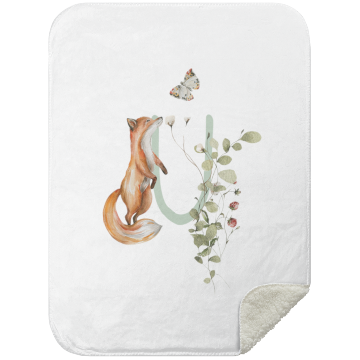 Personalized Soft Sherpa Blanket with Letter "U" - Family Fabrics B.V.
