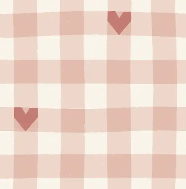 Mini Gingham Check Pink with Hearts - Family Fabrics B.V.