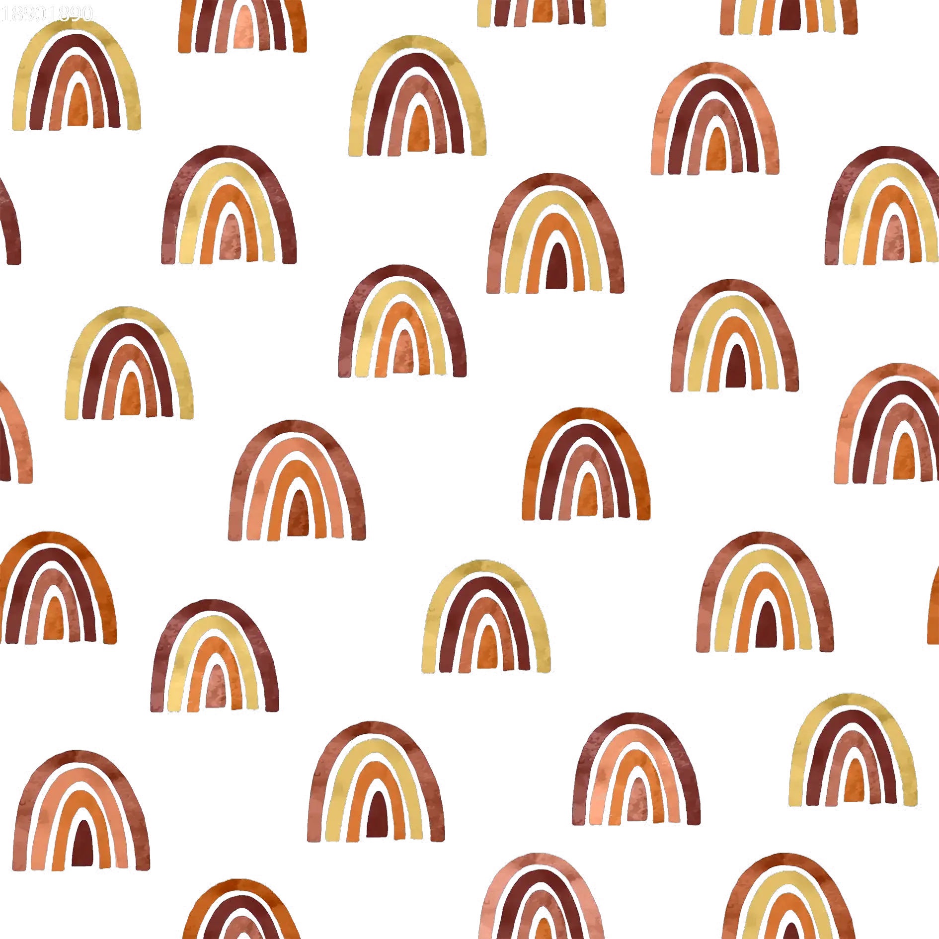 Pattern of multicolored rainbows on a white background