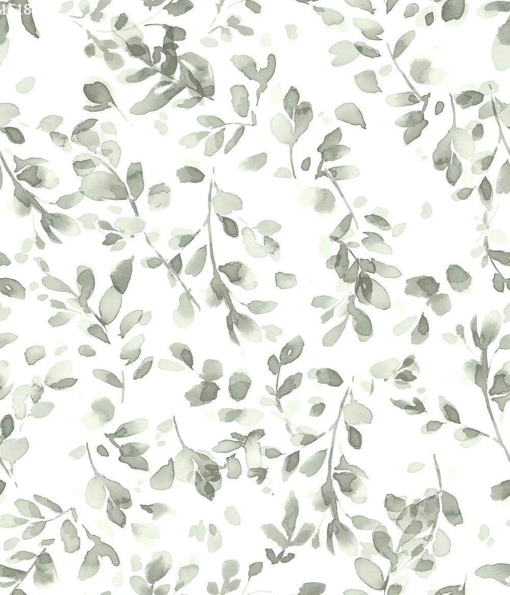 Abstract Leaves Green Off White