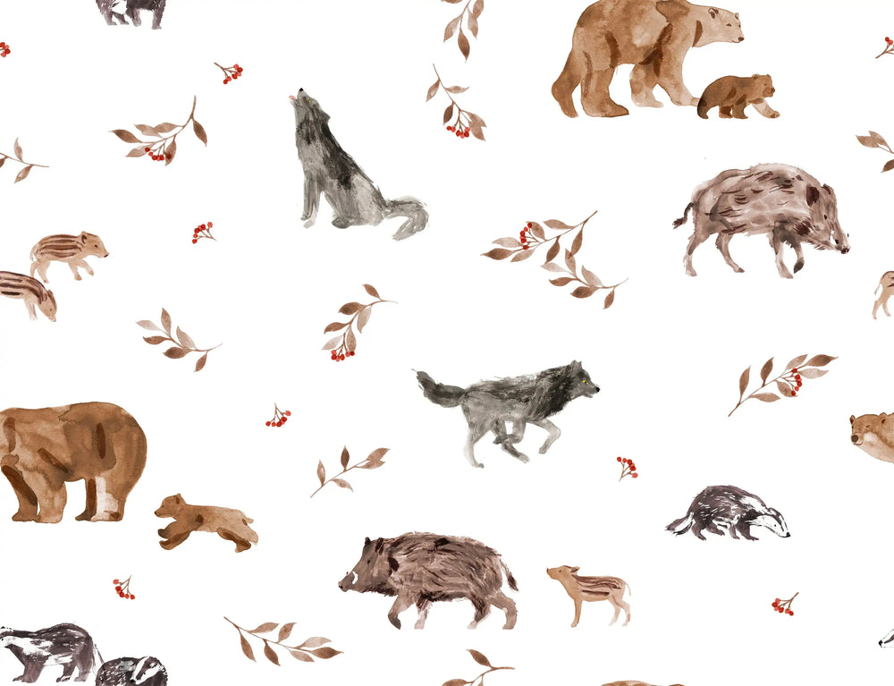 Forest Animals Off White