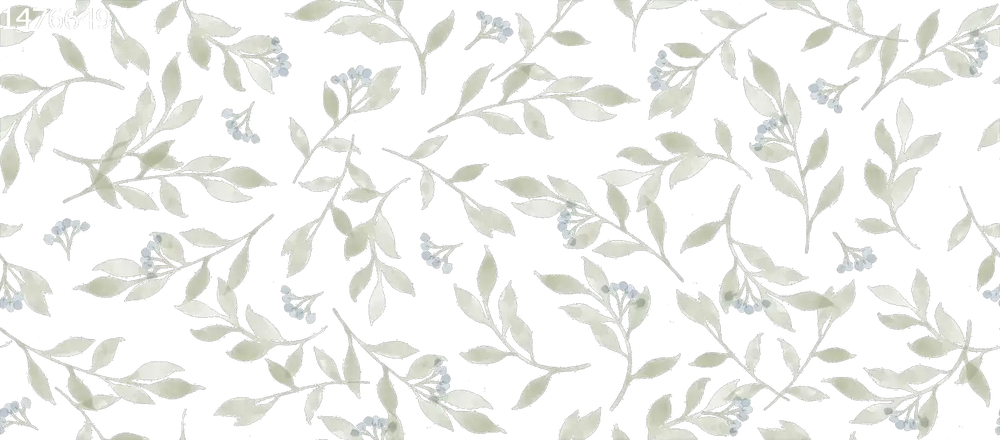 Berry Branches Small Green Off White