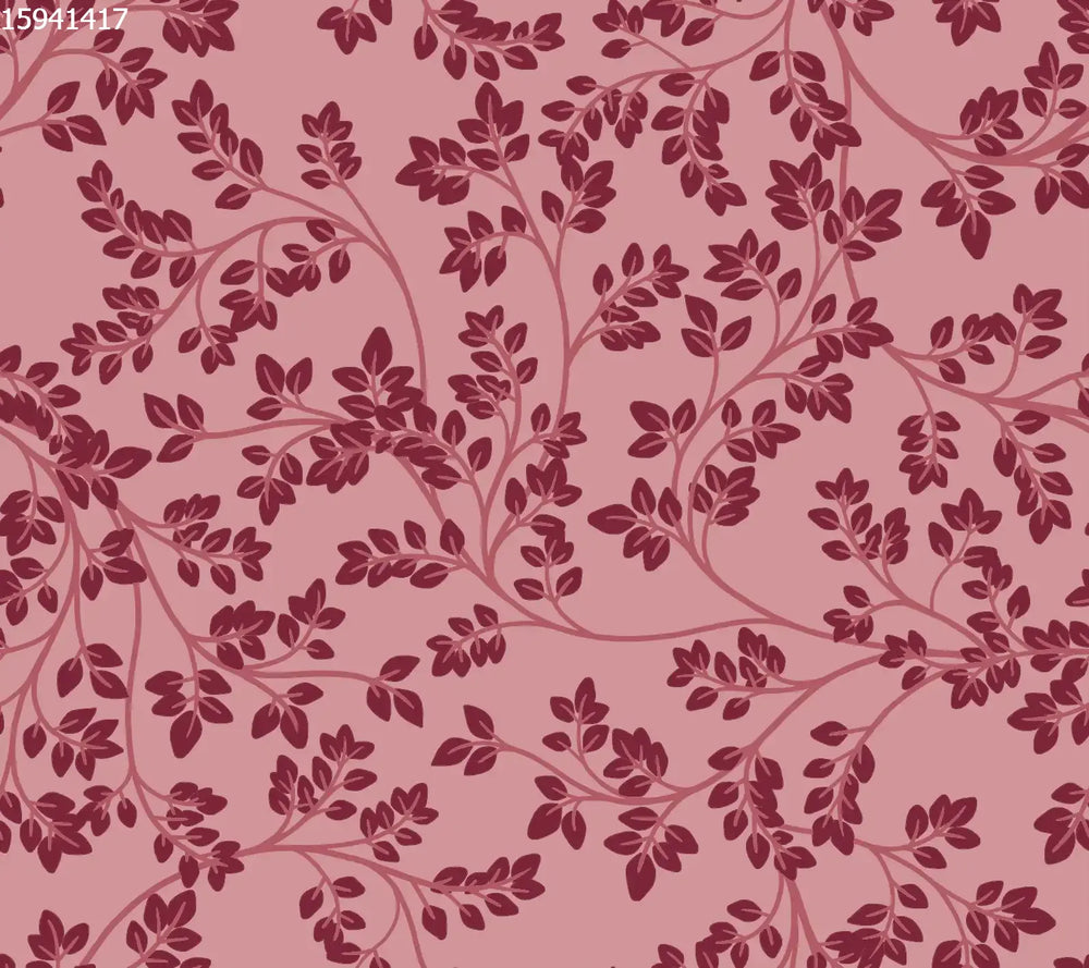 Chintz Leaves Pink Plum