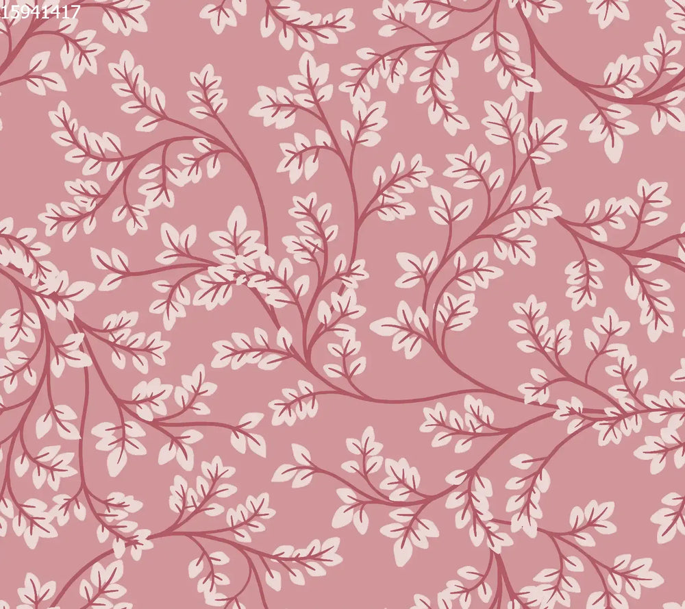 Chintz Leaves Pink White