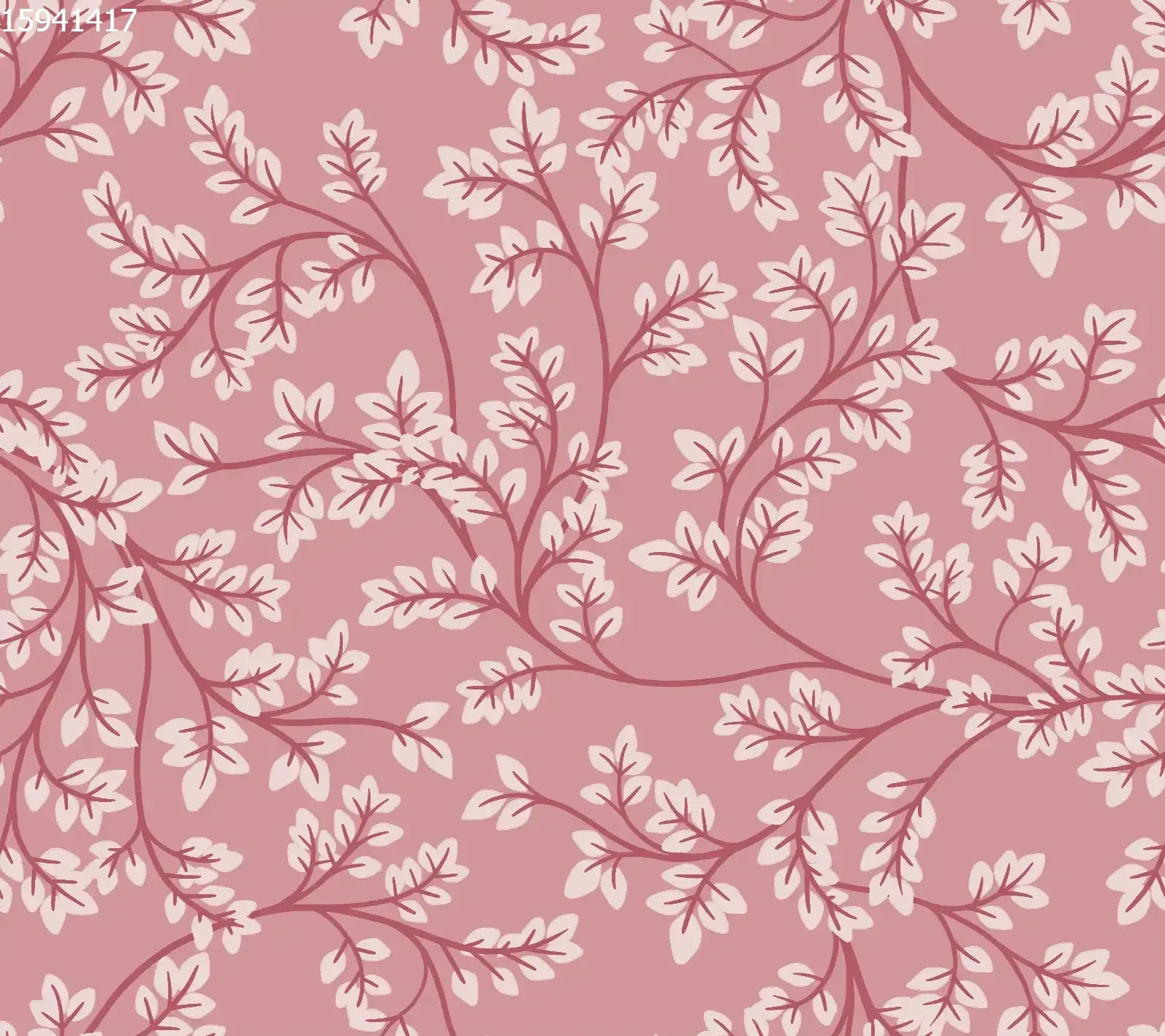 Chintz Leaves Pink White