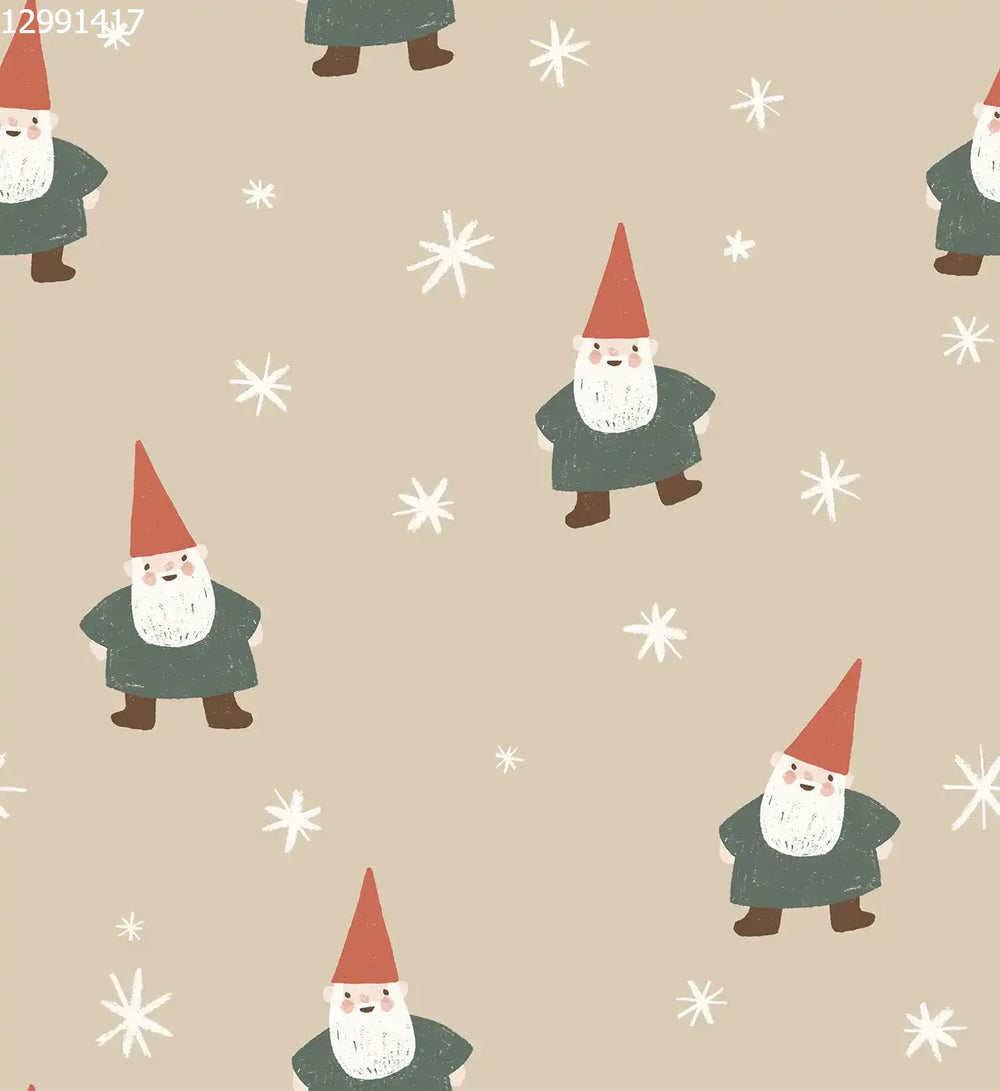 Christmas Gnome and Stars Small Beige