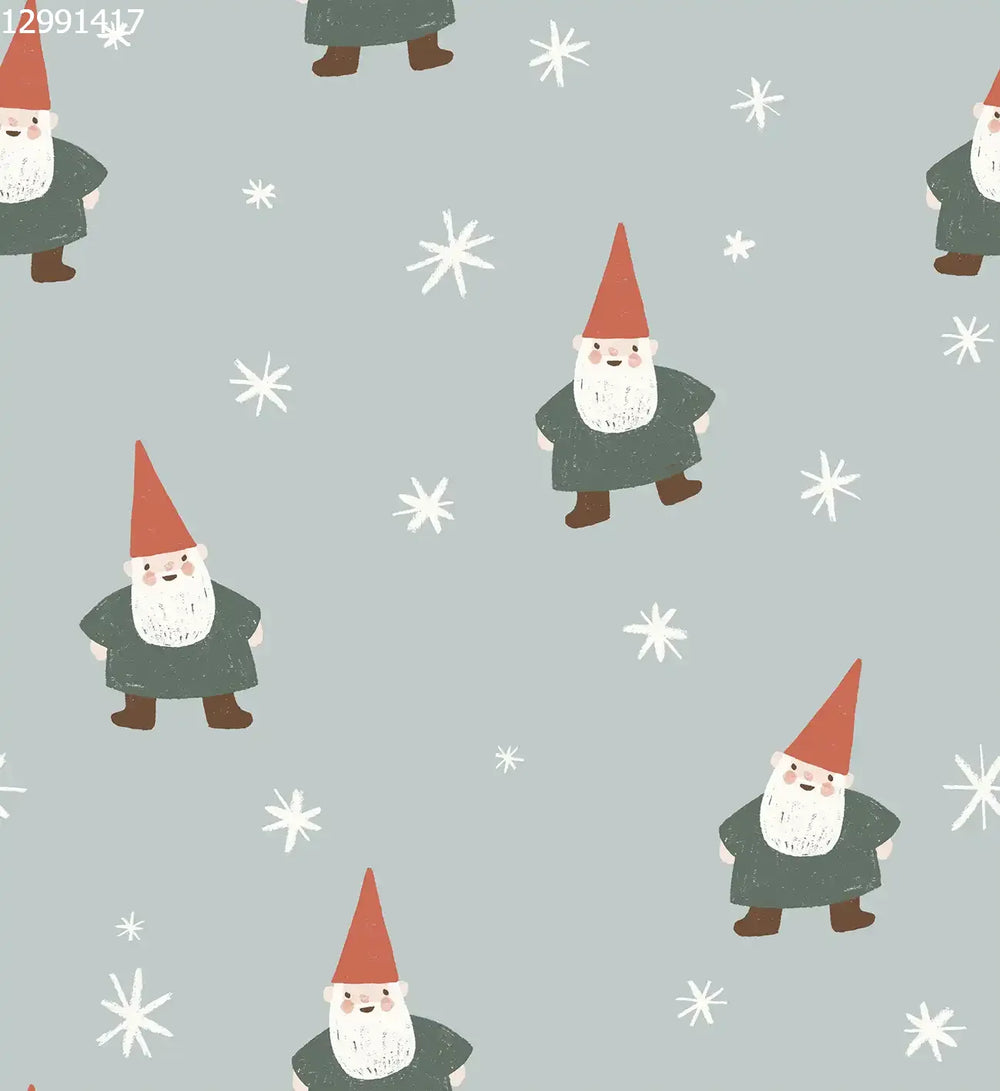 Christmas Gnome and Stars Small Blue