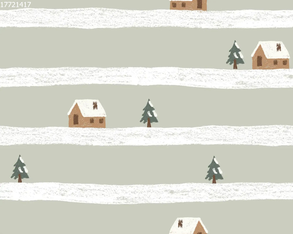 House in the Snow Stripe Green