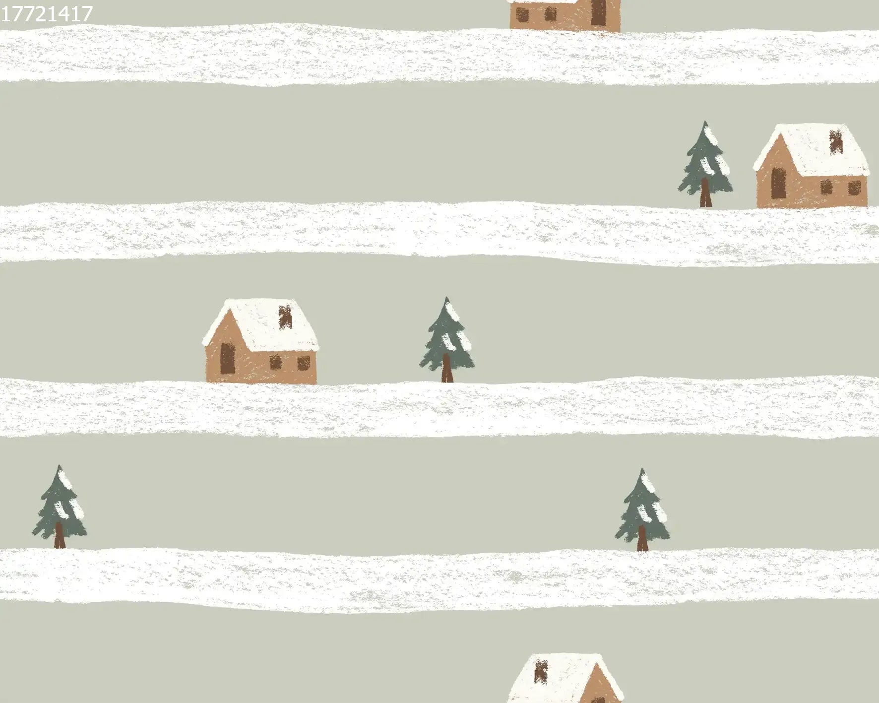 House in the Snow Stripe Green