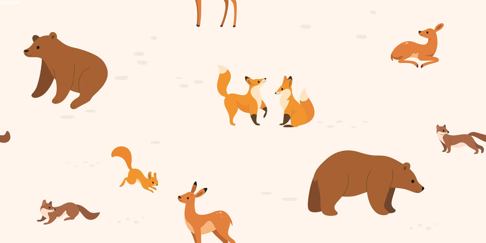 Cute Forest Animals Beige