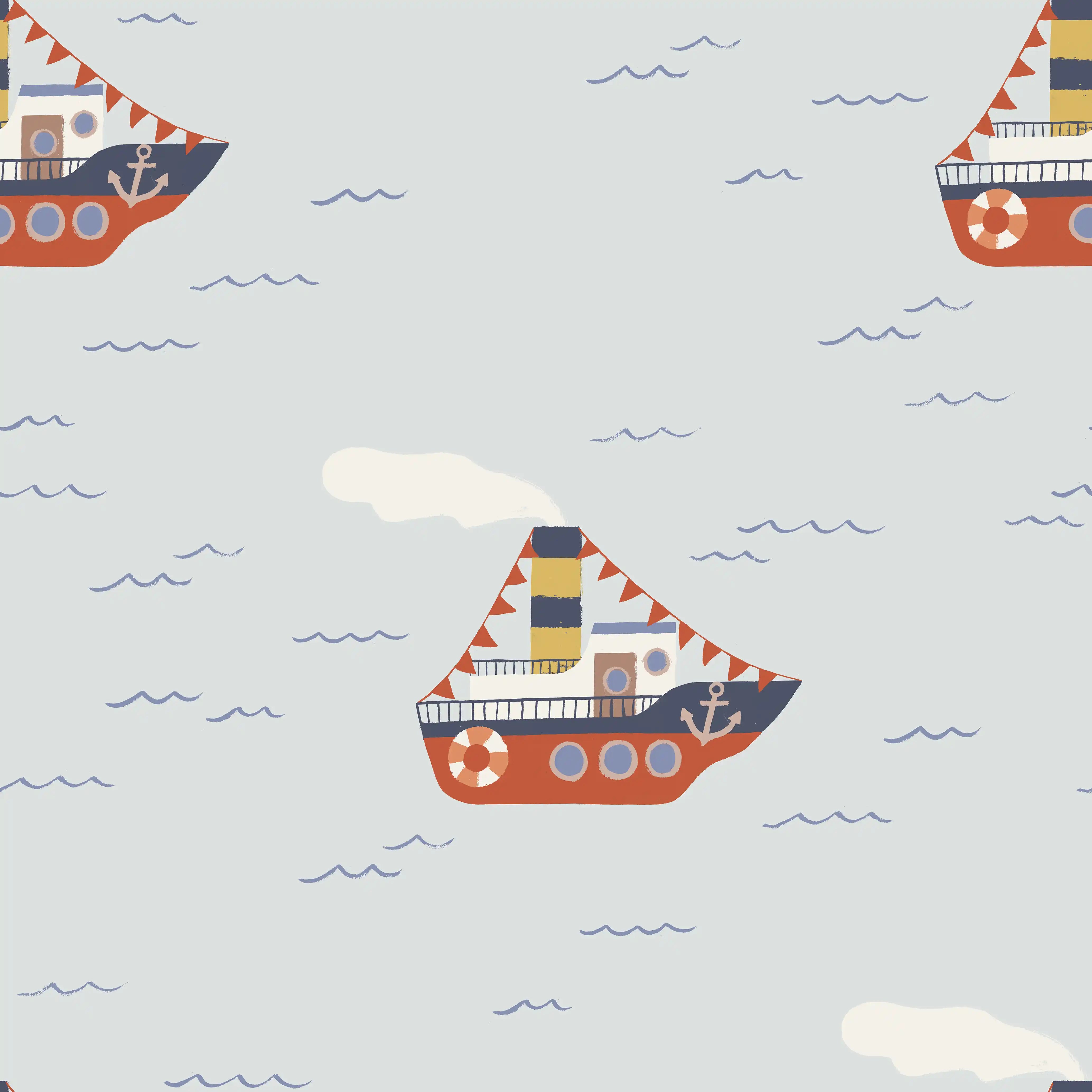 Steamer Boat Blue Big