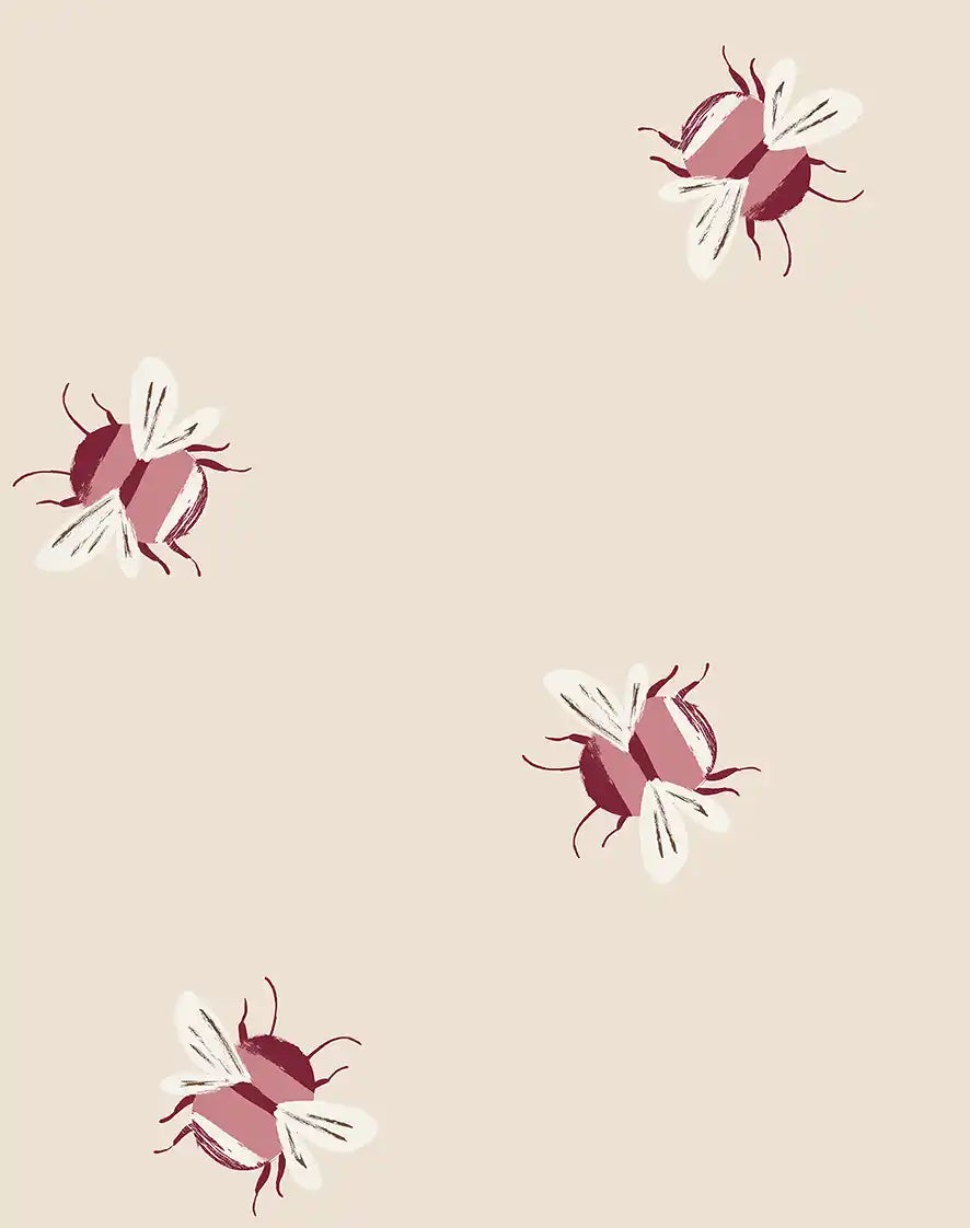 Buzzing Bees Pink Ecru