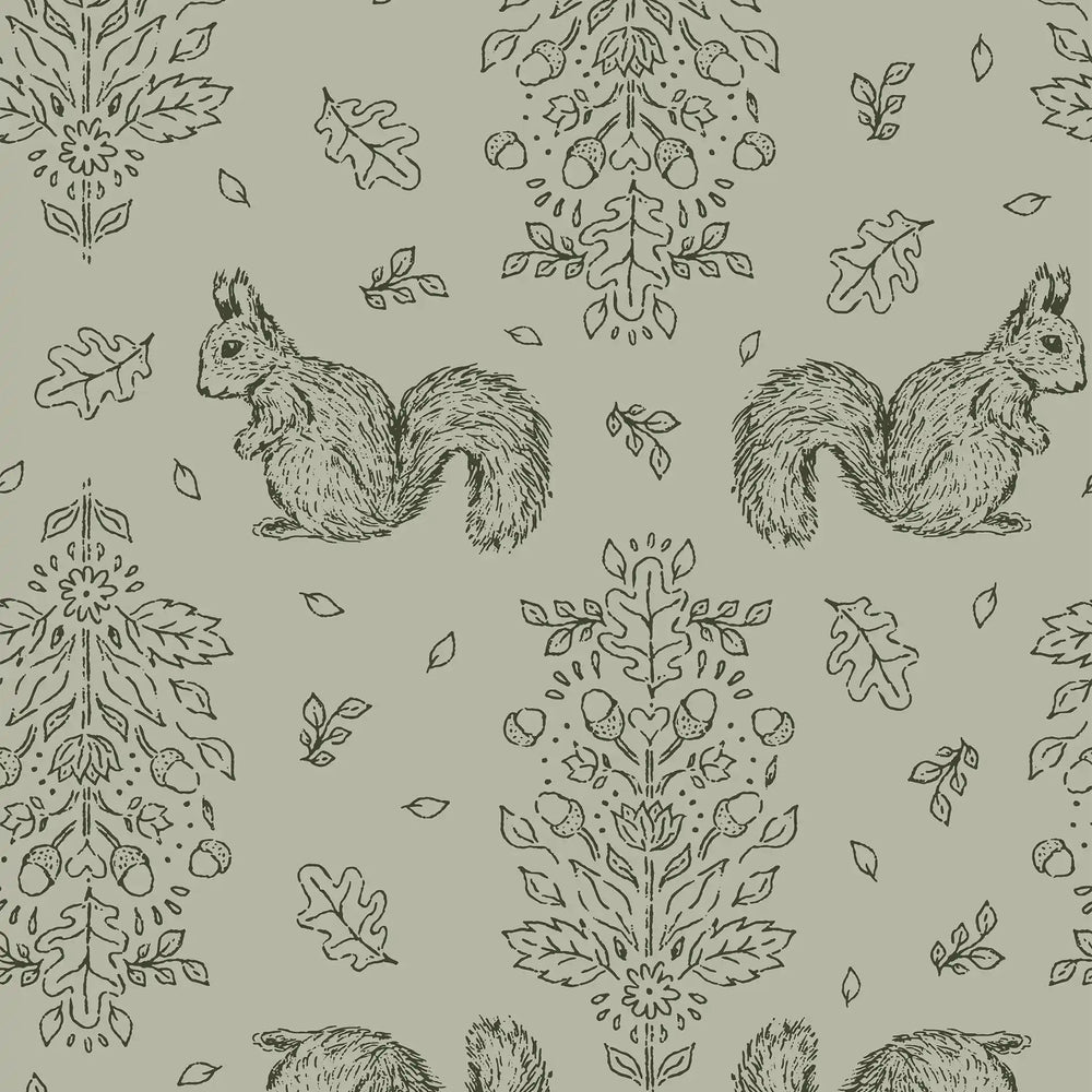 Floral Squirrel Green