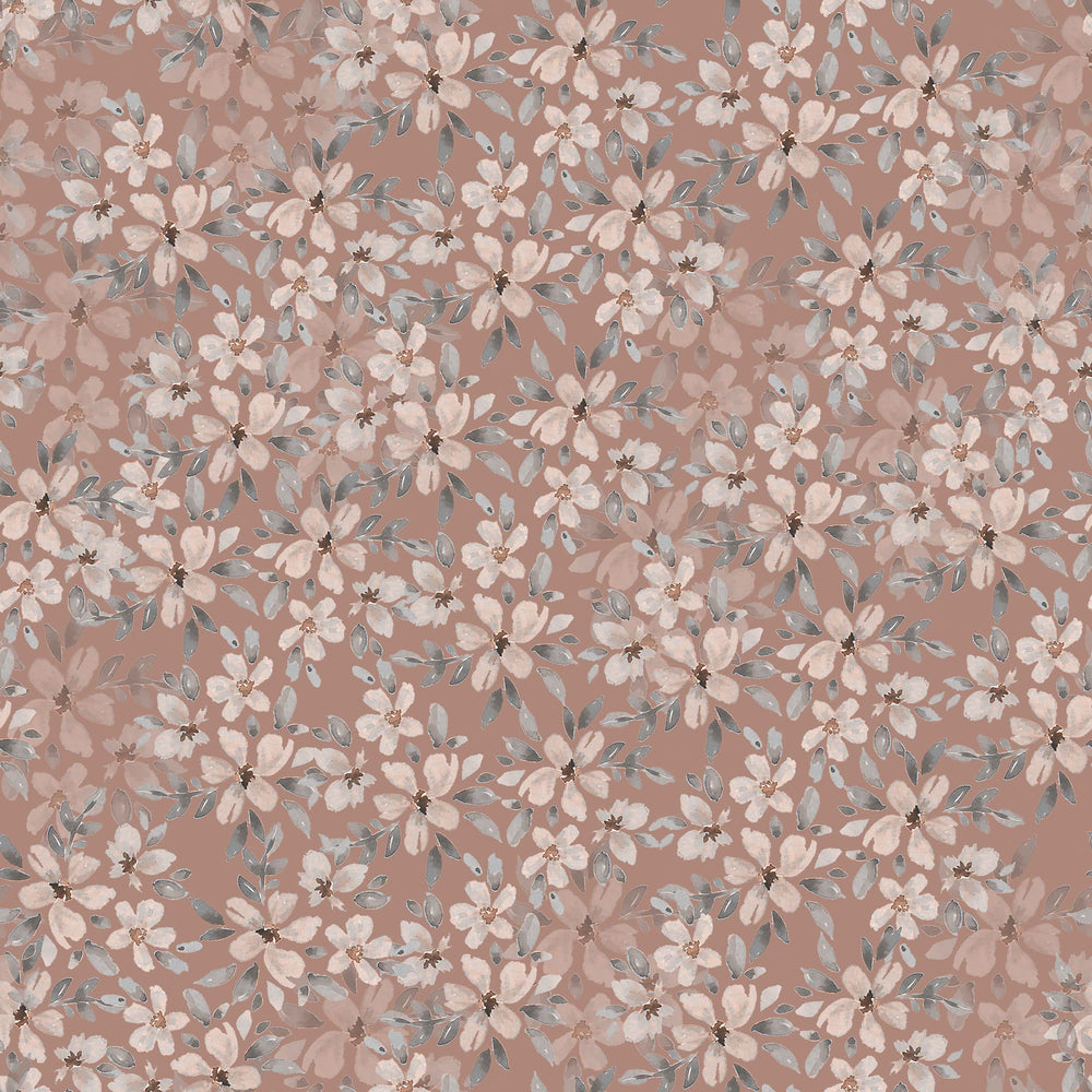 Retro Flowers Brown Turquoise