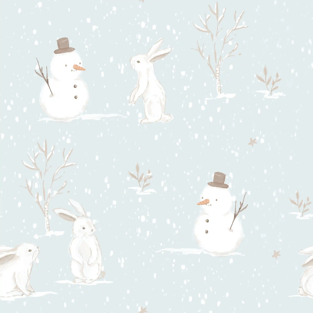 Rabbits In Winter Light Blue