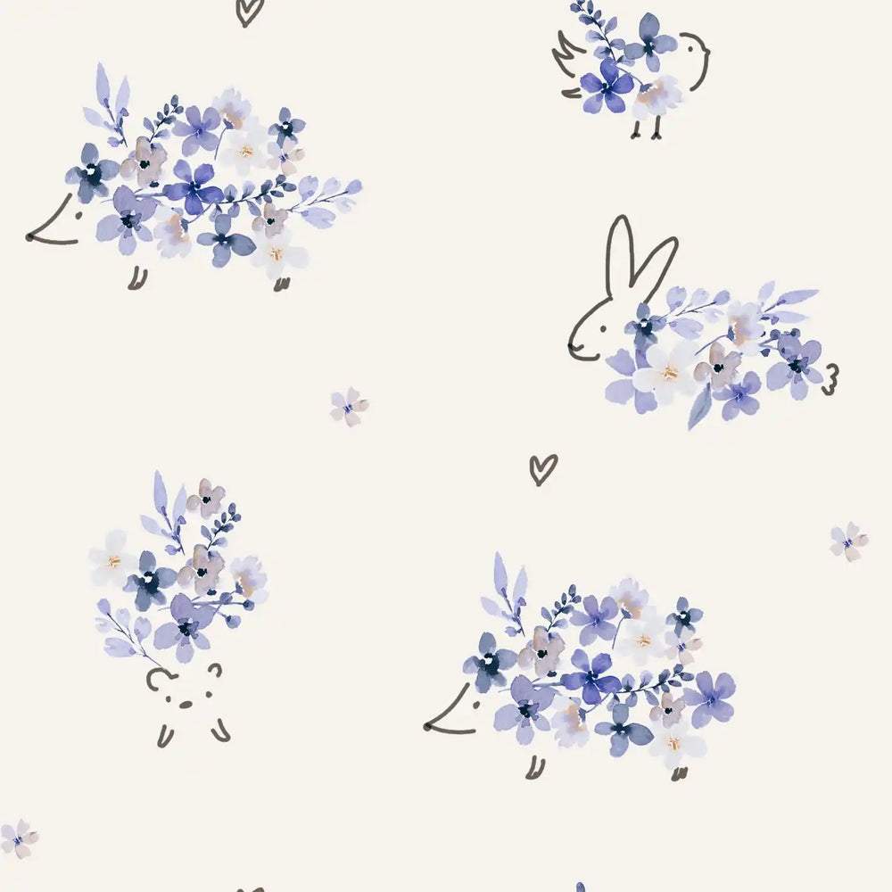 Flowers Animals Gold Blue