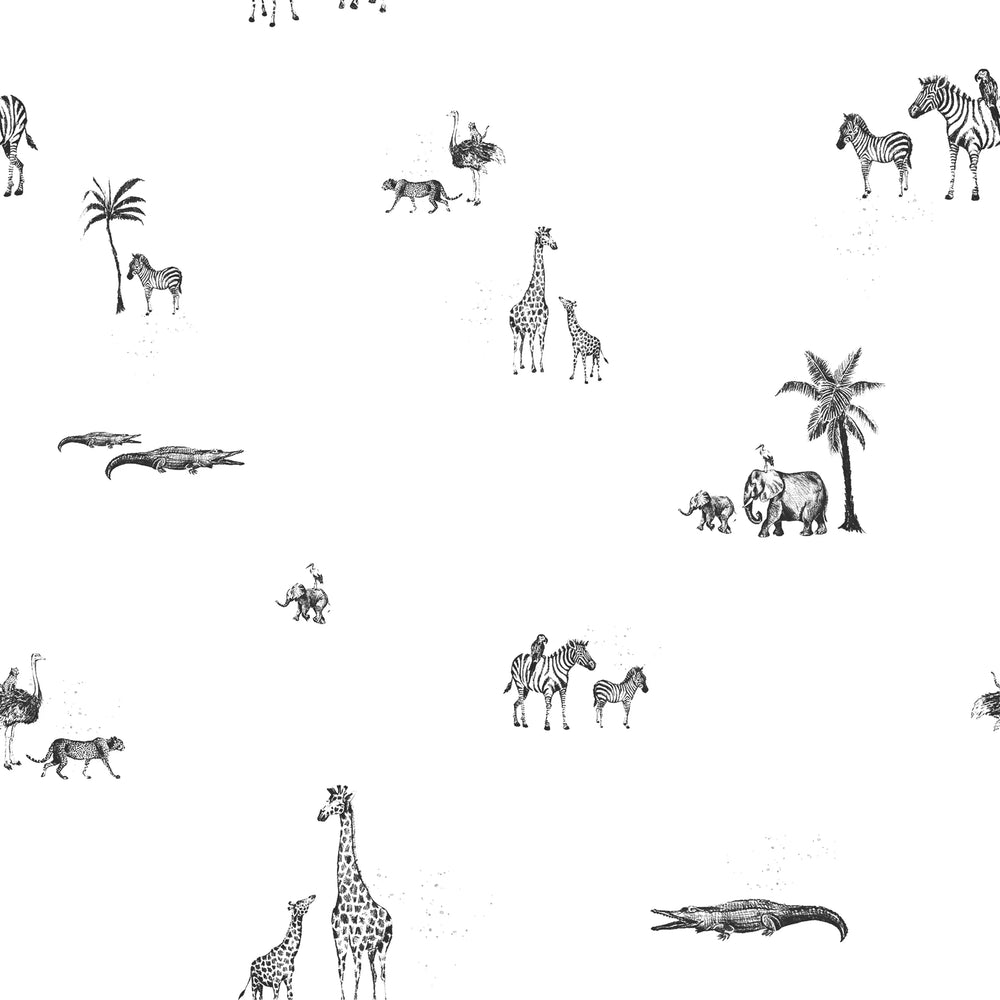 Vintage Jungle Black White