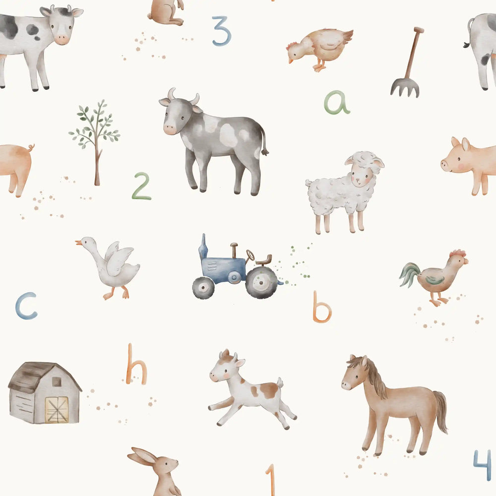 ABC Farm Animals Offwhite