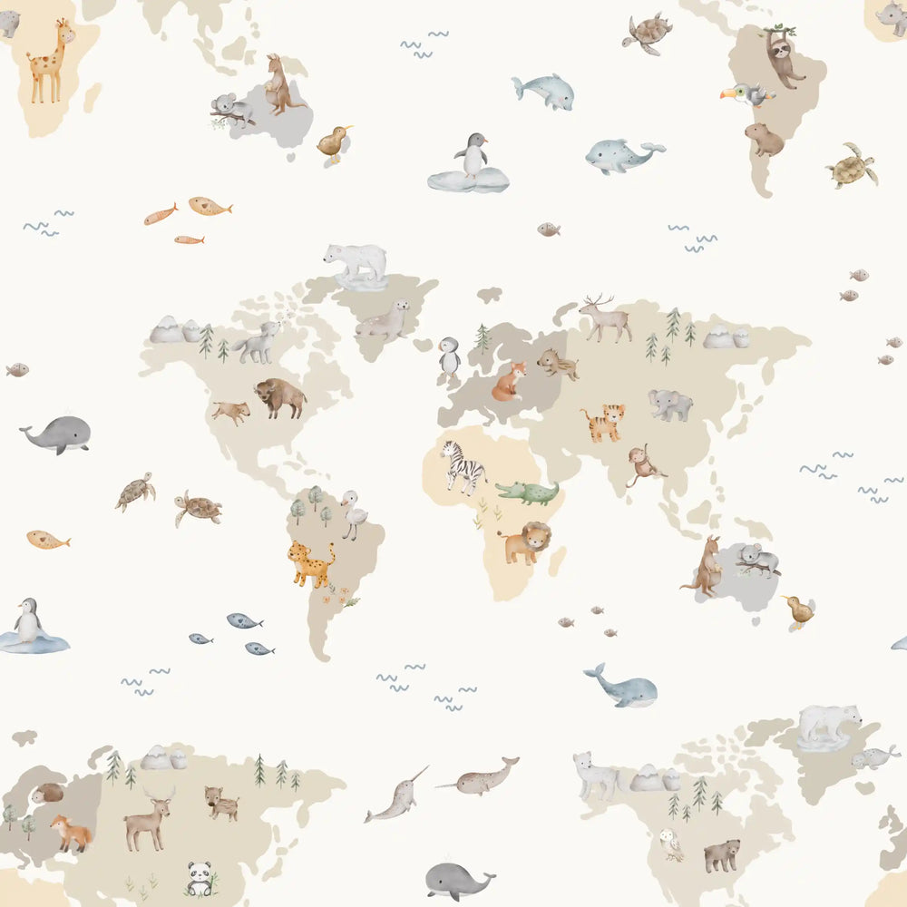 Animals Map Offwhite