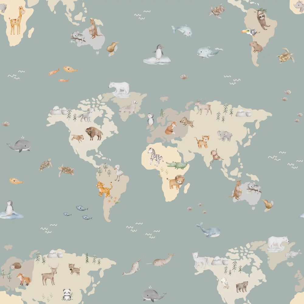 Animals Map Sea Green