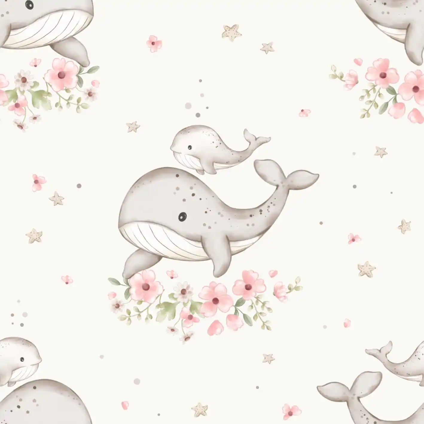 Whale and Baby Offwhite