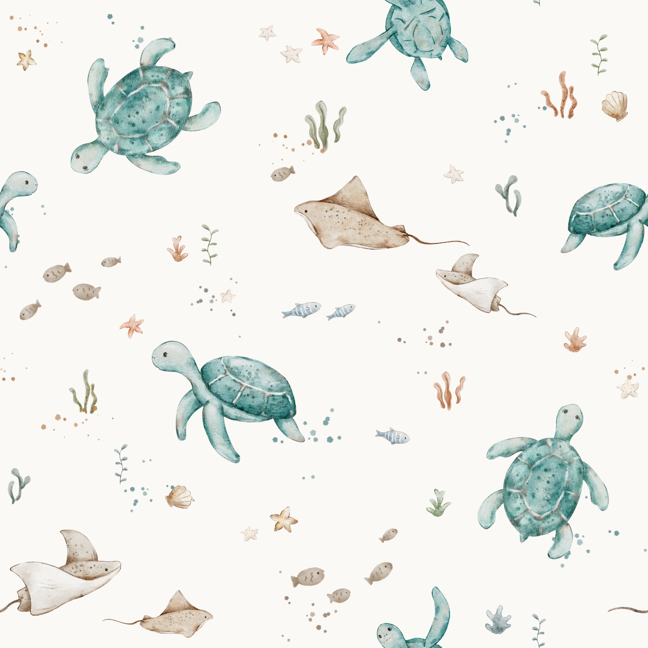 Turtle Land Green Off White