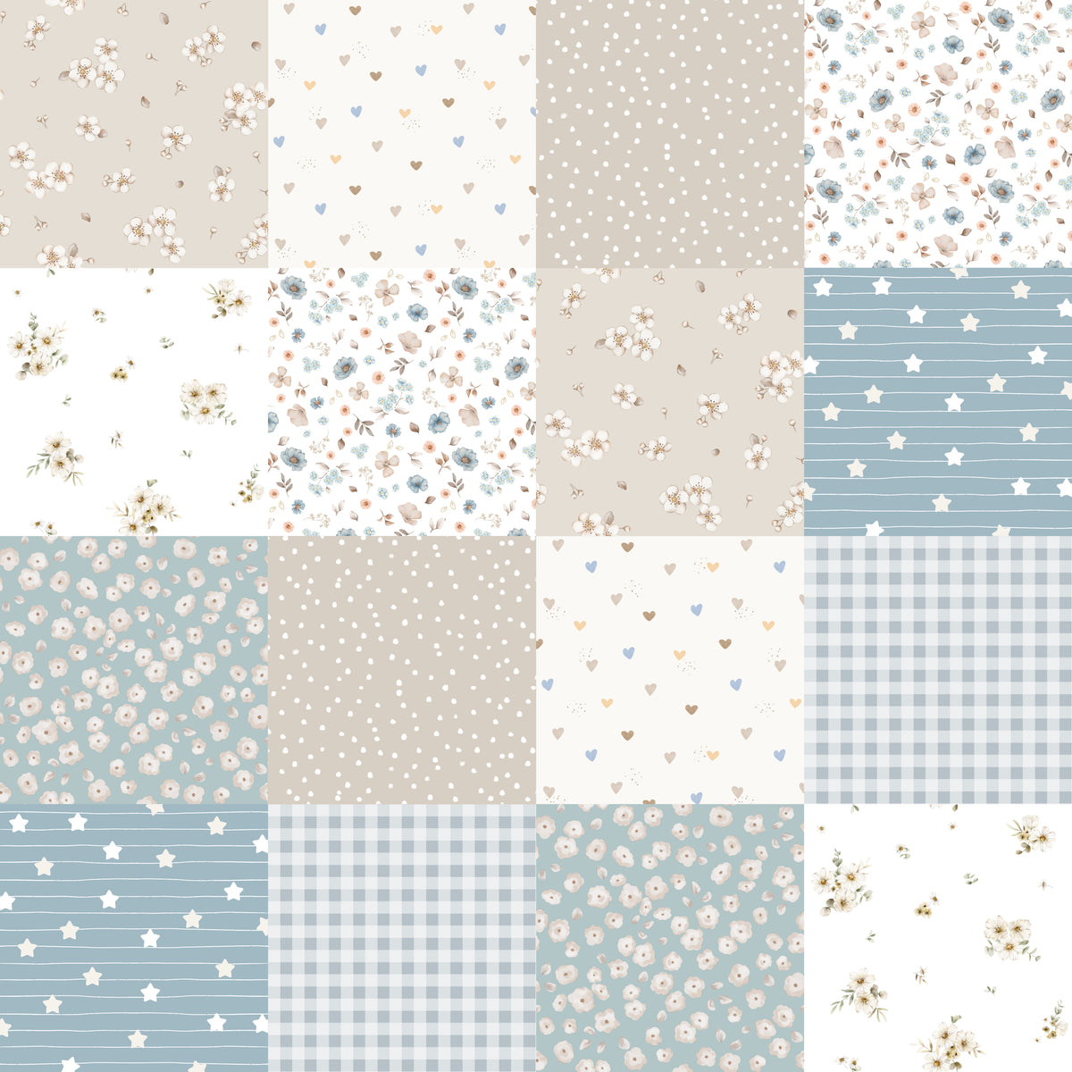 Patchwork Floral Aven – 10cm Squares - Family Fabrics B.V.