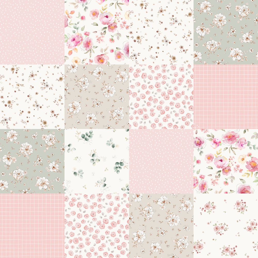 Patchwork Floral Posie – 10cm Squares