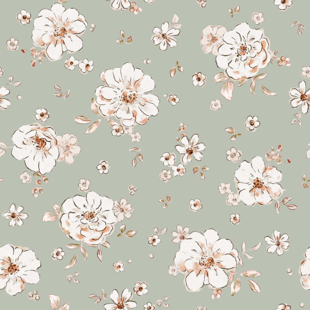Floral Vera – Sage - Family Fabrics B.V.