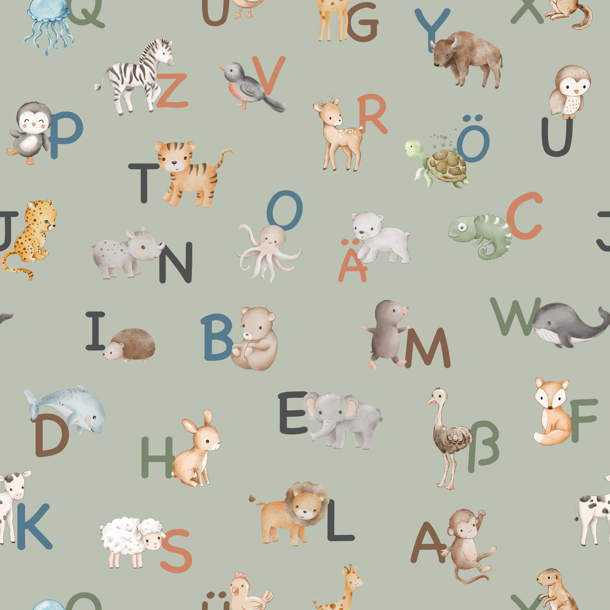 ABC Alphabet Tiere Deutsch – Moss - Family Fabrics B.V.